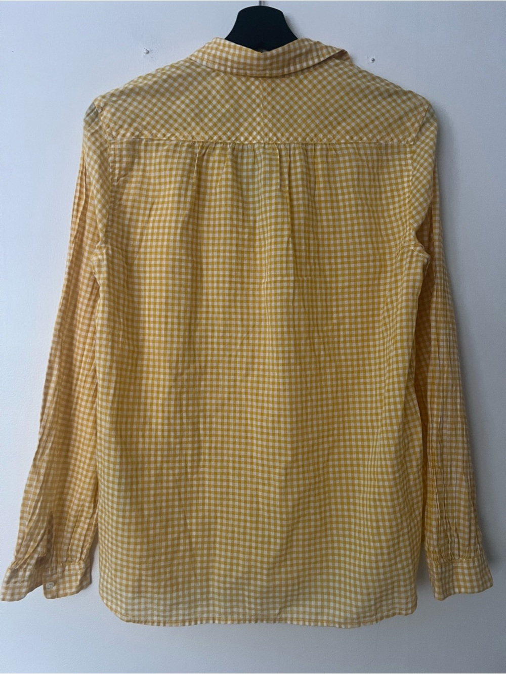 J. Crew Yellow Gingham Shirt, Womens 6, Cottagecore office preppy button front - Picture 2 of 6
